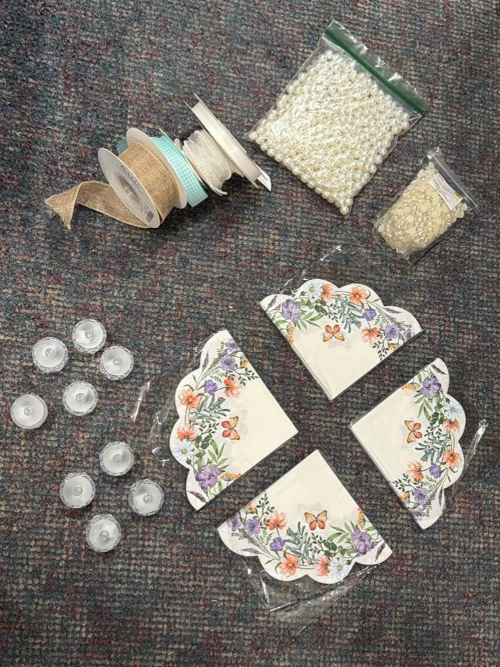Floral Butterfly Cocktail Napkins and Party Craft Set - Cream
